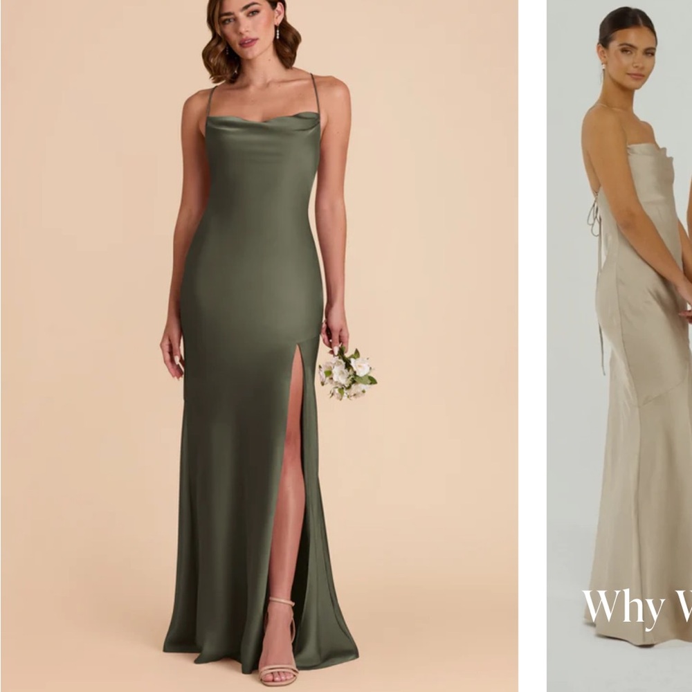 Elegant Olive Green Evening Gown